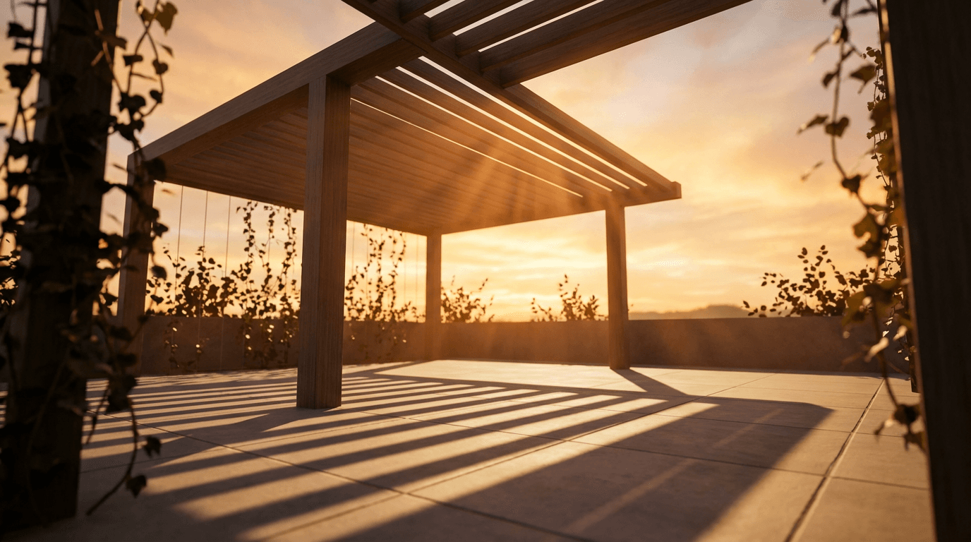 Custom-built pergola structure showing quality outdoor carpentry